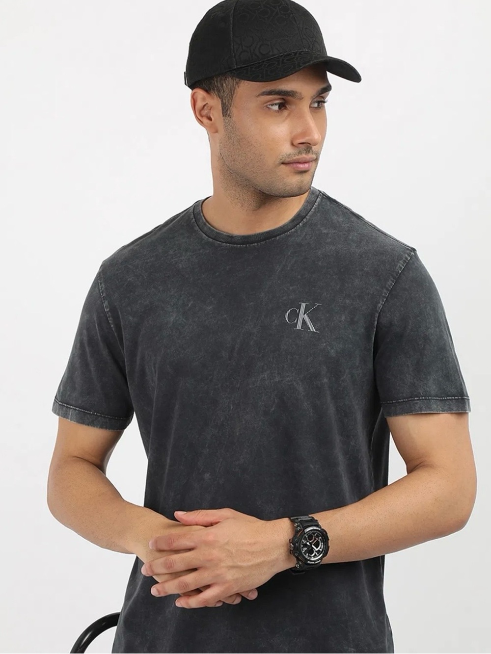Calvin Klein Men’s Mineral Wash Black Crew Neck Tee